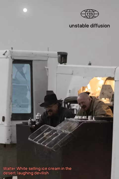 Walter White in the desert selling ice cream